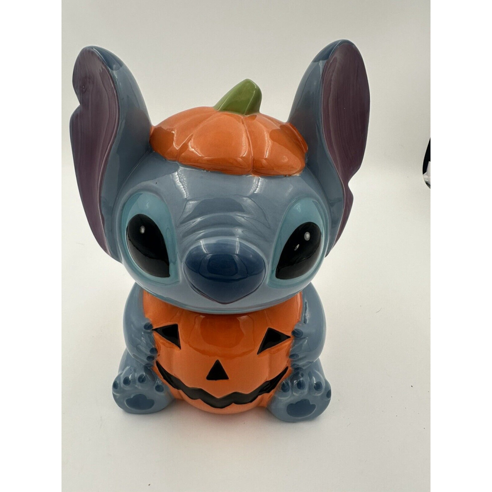 Pumpkin STITCH - Disney Lilo & Stitch Ceramic Halloween Cookie Jar NEW
